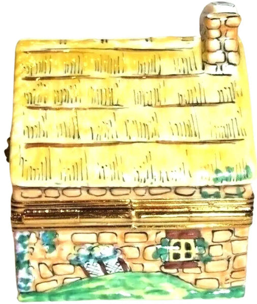 French Country Yellow Cottage House with Trellis Porcelain Limoges furniture French Trinket Box