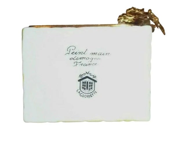 French Country Yellow Cottage House with Trellis Porcelain Limoges furniture French Trinket Box