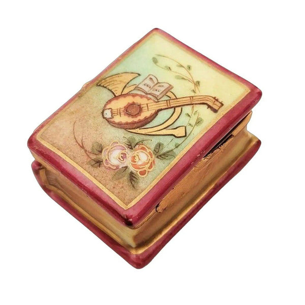 French Horn Mandolin Treasure Box Porcelain Limoges Book art fine limoges box French Trinket Box