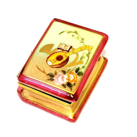 French Horn Mandolin Treasure Box Porcelain Limoges Book art fine limoges box French Trinket Box