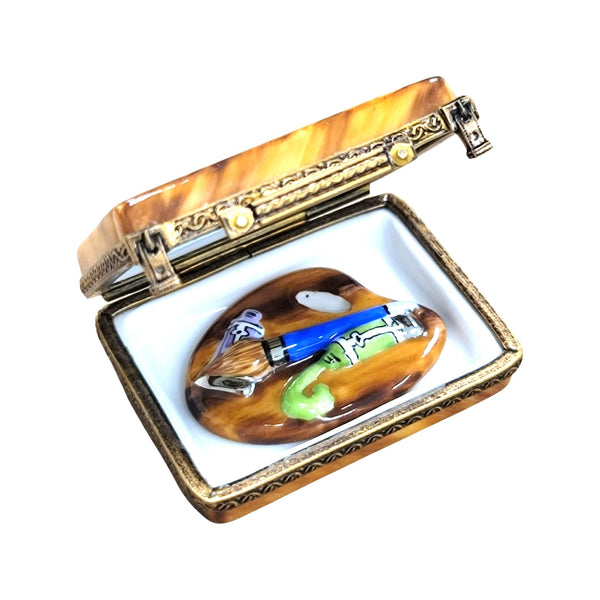 Fruit Art Paint Palette Box Porcelain Limoges Fine Art fruit French Trinket Box