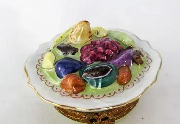 Fruit on Plate Porcelain Limoges Fruit French Trinket Box
