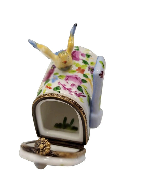 Garden Mailbox with Bird Porcelain Limoges bird garden French Trinket Box