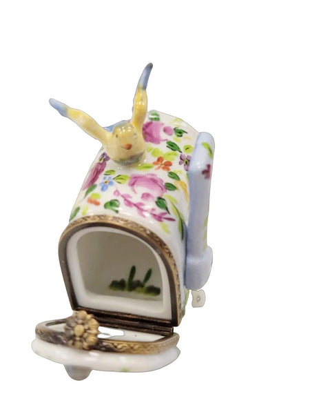 Garden Mailbox with Bird Porcelain Limoges bird garden French Trinket Box