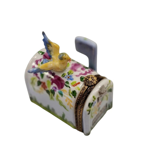 Garden Mailbox with Bird Porcelain Limoges bird garden French Trinket Box
