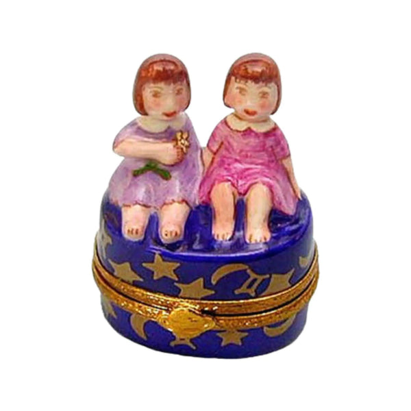 Gemini Zodiac Porcelain Limoges Birthday Fairy myth French Trinket Box