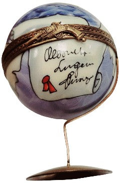 Globe with Ship Limoges Box Porcelain Limoges travel world ship French Trinket Box