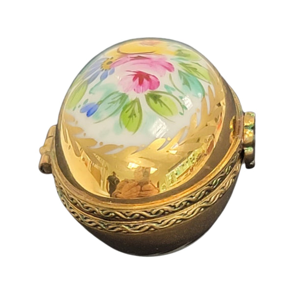 Gold Floral Elegance Egg Porcelain Limoges egg LIMOGES BOXES French Trinket Box