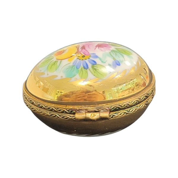 Gold Floral Elegance Egg Porcelain Limoges egg LIMOGES BOXES French Trinket Box