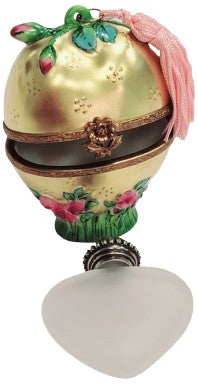 Gold Heart Rose Perfume Bottle Porcelain Limoges heart perfume French Trinket Box