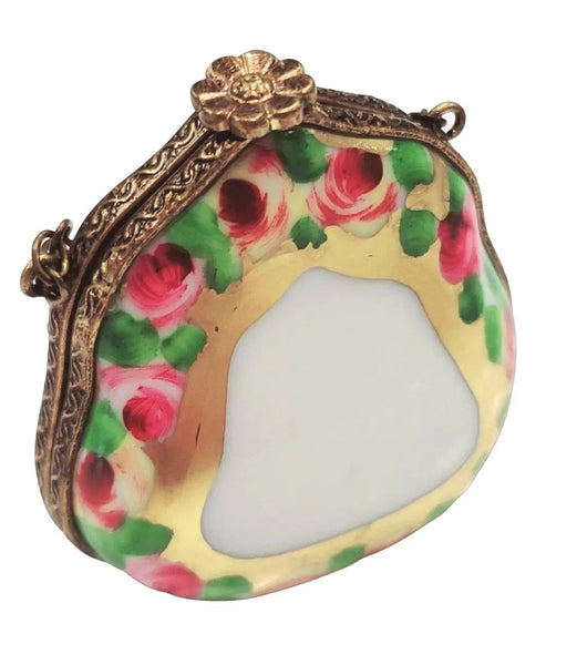 Gold Rose Limoges Trinket Box Porcelain Limoges purse trinket box limoges French Trinket Box