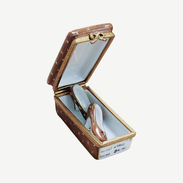 Gold Rose Shoes Limoges Box Porcelain Limoges shoes fashion figurine LIMOGES BOXES French Trinket Box