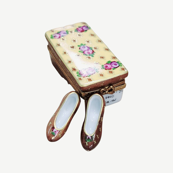 Gold Rose Shoes Limoges Box Porcelain Limoges shoes fashion figurine LIMOGES BOXES French Trinket Box