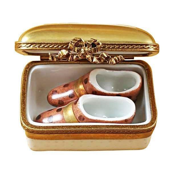 Gold box with Shoes limoges box Porcelain Limoges French Trinket Box