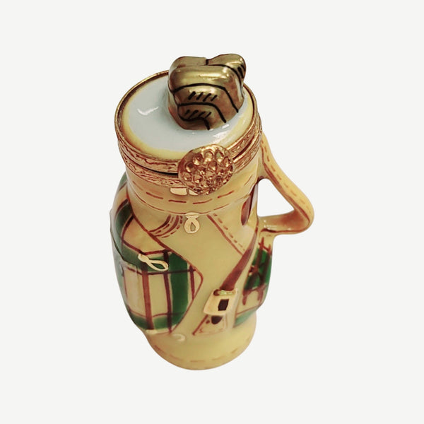 Hand-Painted Golf Bag Figurine Porcelain Limoges sports golf limoges box French Trinket Box