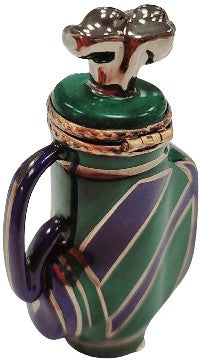 Golf Bag With Clubs Limoges Box Porcelain Limoges sports golf limoges box French Trinket Box