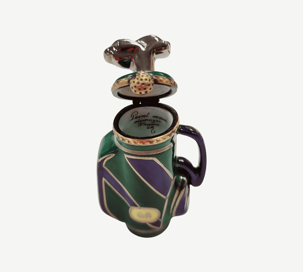 Golf Bag With Clubs Limoges Box Porcelain Limoges sports golf limoges box French Trinket Box