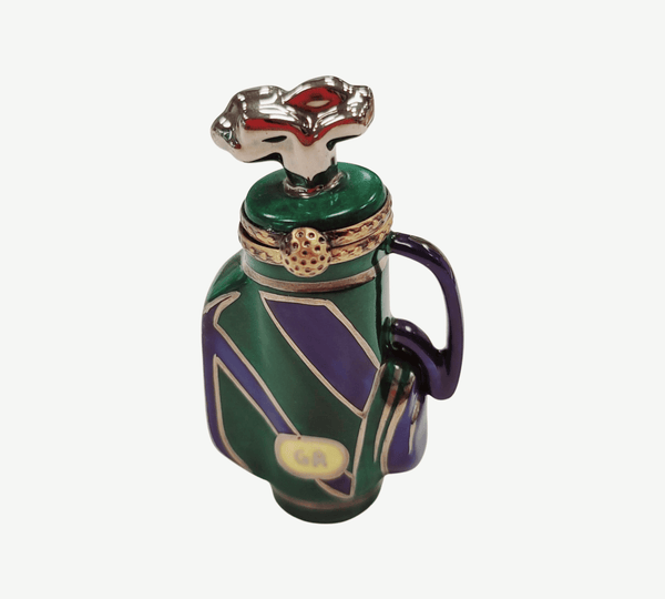 Golf Bag With Clubs Limoges Box Porcelain Limoges sports golf limoges box French Trinket Box