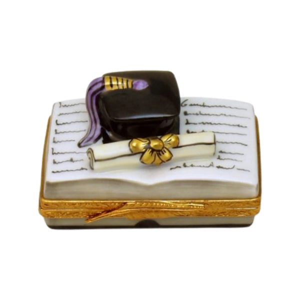 Graduation Book w Diplom Porcelain Limoges Graduation French Trinket Box