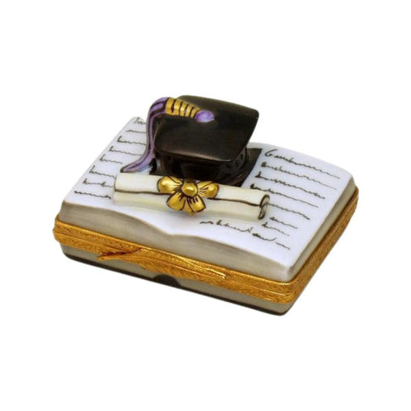 Graduation Book w Diplom Porcelain Limoges Graduation French Trinket Box