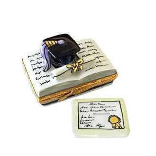 Graduation Book w Diplom Porcelain Limoges Graduation French Trinket Box