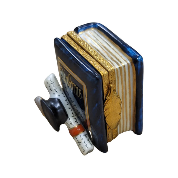 Graduation Cap Diploma Treasure Porcelain Limoges professional graduation French Trinket Box