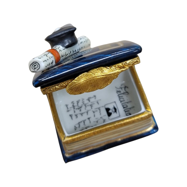 Graduation Cap Diploma Treasure Porcelain Limoges professional graduation French Trinket Box