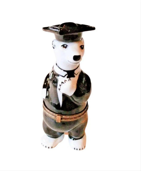 Graduation Polar Bear Porcelain Limoges Graduation professional Bear French Trinket Box