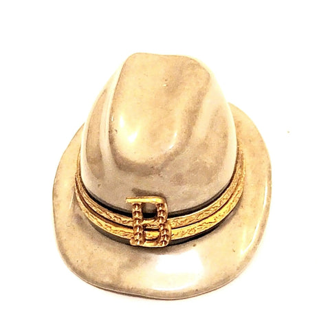 Gray Gangster Hat Limoges Box Porcelain Limoges Limoges Boxes travel sports French Trinket Box