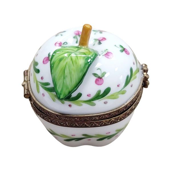 Green Apple Blossom Trinket Box Porcelain Limoges fruit vegetable French Trinket Box