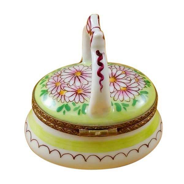 Green Basket with Handle limoges box Porcelain Limoges French Trinket Box