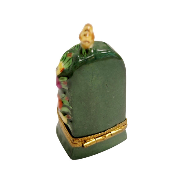 Green Fountain Bird Figurine Porcelain Limoges garden Limoges Box French Trinket Box