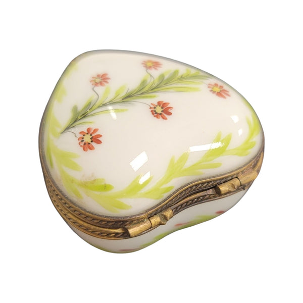 Green Heart Flower Box Porcelain Limoges hearts LIMOGES BOXES French Trinket Box
