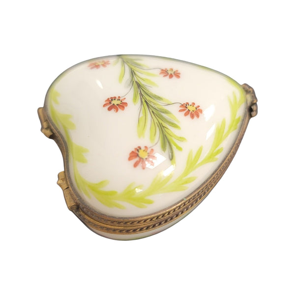 Green Heart Flower Box Porcelain Limoges hearts LIMOGES BOXES French Trinket Box