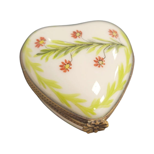 Green Heart Flower Box Porcelain Limoges hearts LIMOGES BOXES French Trinket Box