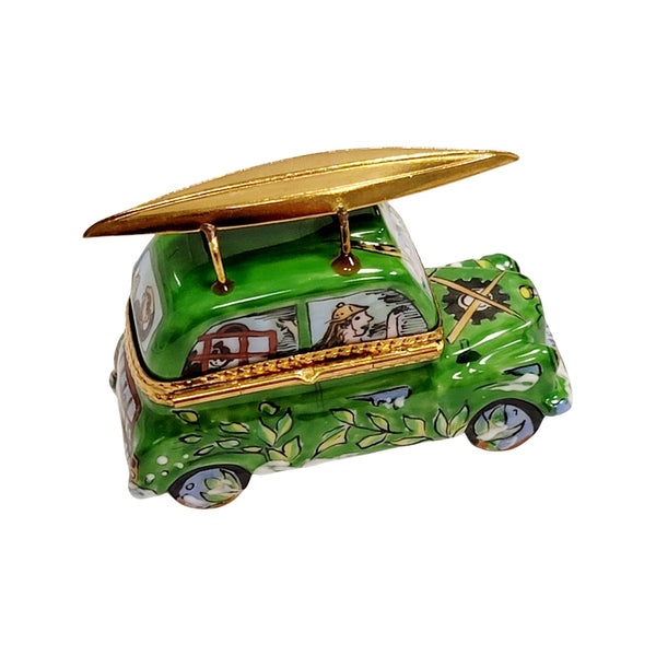 Green Kayak Adventure Limoges Box Porcelain Limoges vehicle sports French Trinket Box