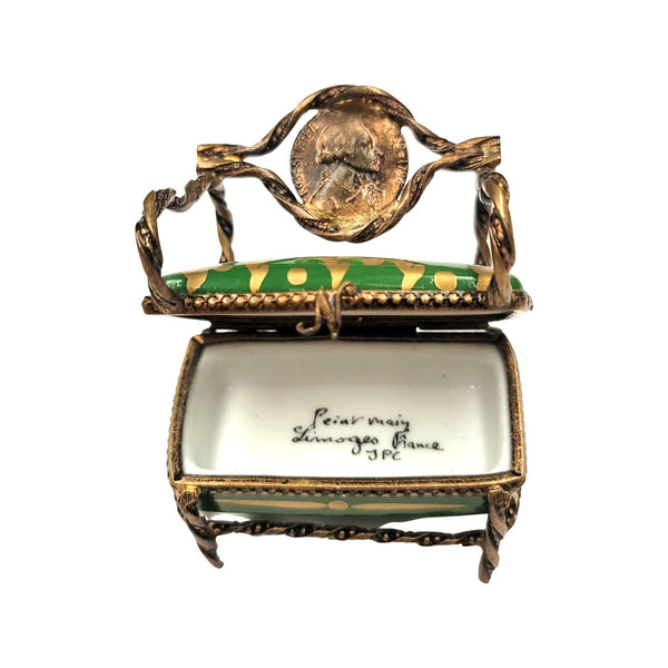 Green Love Seat Elegance Porcelain Limoges furniture French Trinket Box