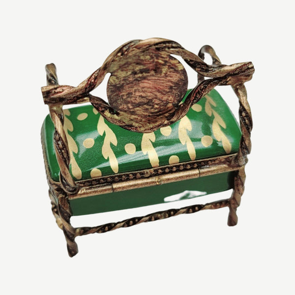 Green Love Seat Elegance Porcelain Limoges furniture French Trinket Box