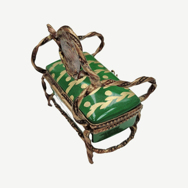 Green Love Seat Elegance Porcelain Limoges furniture French Trinket Box