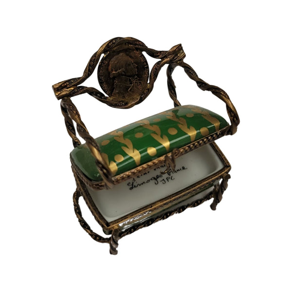 Green Love Seat Elegance Porcelain Limoges furniture French Trinket Box