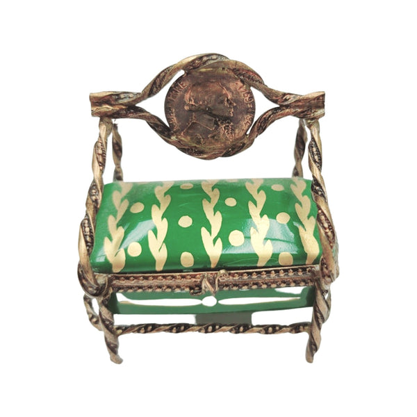 Green Love Seat Elegance Porcelain Limoges furniture French Trinket Box