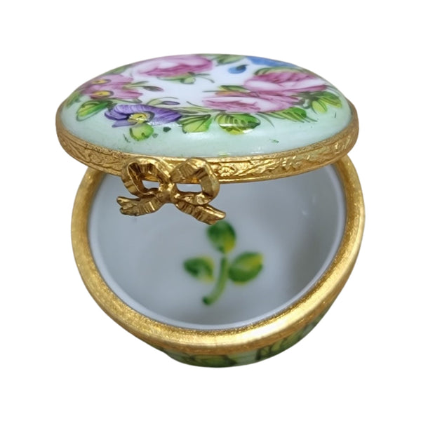 Elegant Green Limoges Pill Box Porcelain Limoges LIMOGES BOXES traditional French Trinket Box