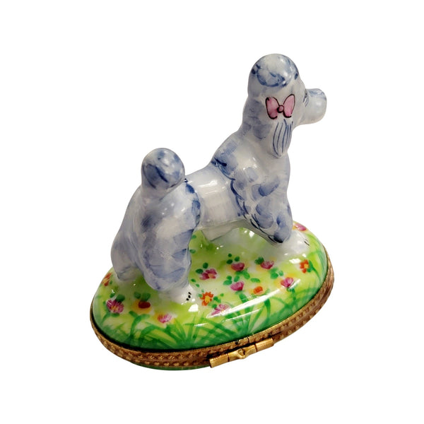 Grey Blue Poodle Limoges Box Porcelain Limoges French Trinket Box