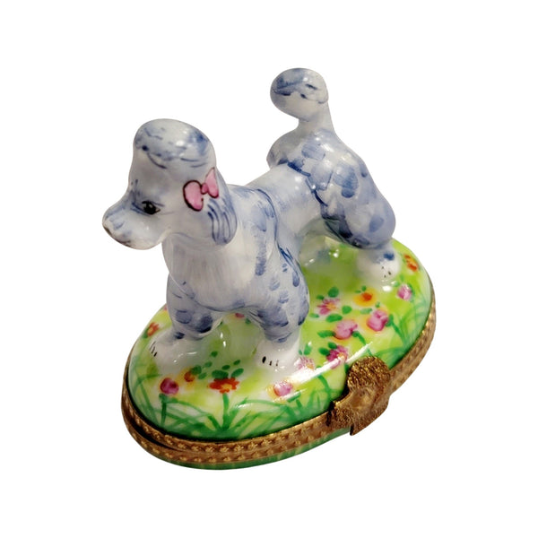 Grey Blue Poodle Limoges Box Porcelain Limoges French Trinket Box