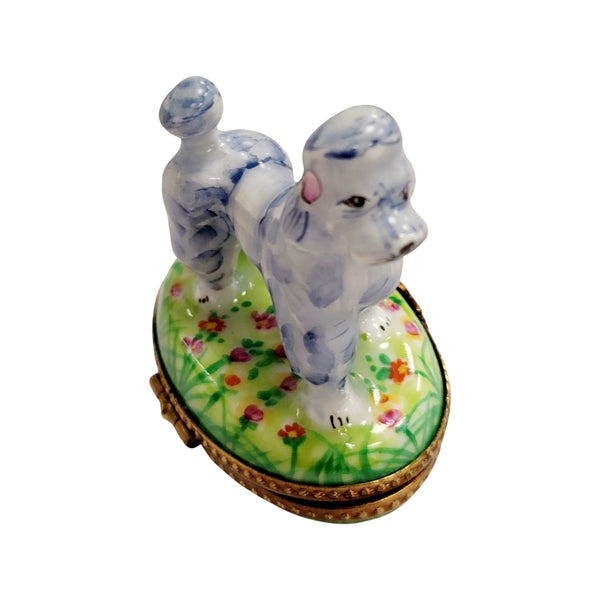 Grey Blue Poodle Limoges Box Porcelain Limoges French Trinket Box