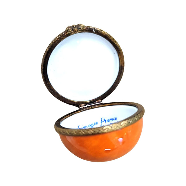 Half Orange Trinket Box Delight Porcelain Limoges fruit vegetable French Trinket Box
