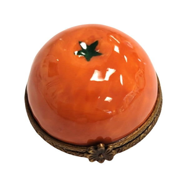 Half Orange Trinket Box Delight Porcelain Limoges fruit vegetable French Trinket Box
