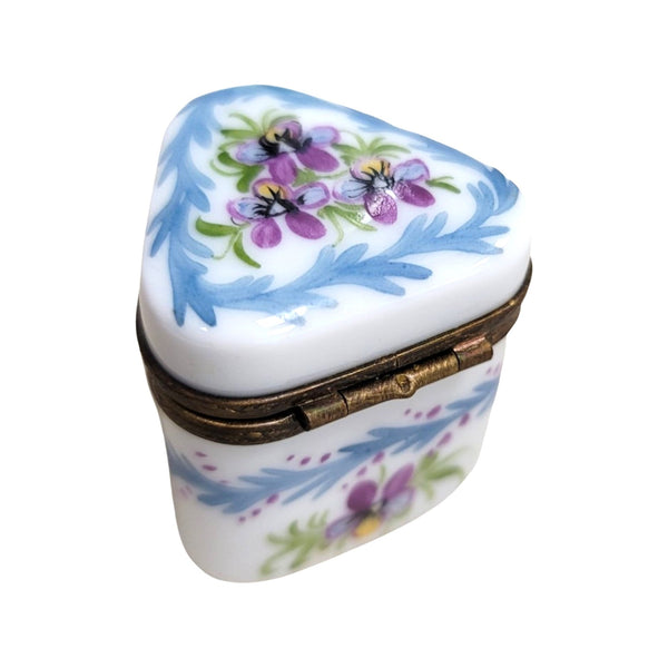Hand-Painted Blue Floral Pill Box Porcelain Limoges LIMOGES BOXES traditional French Trinket Box