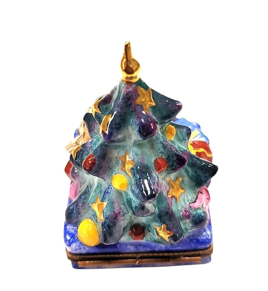 Hand Painted Christmas Tree Box Porcelain Limoges christmas tree French Trinket Box
