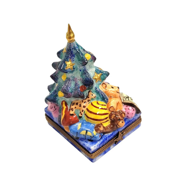 Hand Painted Christmas Tree Box Porcelain Limoges christmas tree French Trinket Box